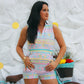 Vintage 80s Border Novelty Print Pastel Jumpsuit Romper S