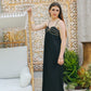 Vintage 70s Bill Tice Empire Smocked Gold Metallic Maxi Evening Dress L/XL