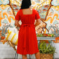 Vintage 70s Slinky Flutter Sleeve Cummerbund Waist Midi Dress M