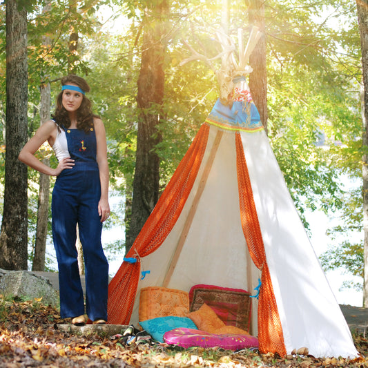 Vintage 70's Denim Overall Embroidered Lil Duck Jumpsuit XS