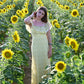 Vintage 60s Floral Hippie Ruffled Lace  Empire Maxi Dress S