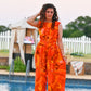 Vintage 60s Neon Psychedelic Sun Fashions of Hawaii Palazzo Jumpsuit M