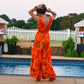 Vintage 60s Neon Psychedelic Sun Fashions of Hawaii Palazzo Jumpsuit M