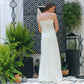 Vintage 70s Ruffle Lettuce Edge Slinky Ivory Maxi Dress and Jacket XS/S