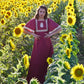 Vintage 70s Lace Silhouette Cameo Dolman Sleeve Hippie Maxi Dress M