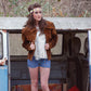 Vintage 60s Hippie Chocolate Suede Dagger Collar Jacket Coat L