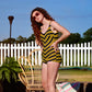 Vintage 60s Mod Barbie Stripe Bathing Swim Suit XS