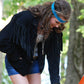 Vintage 80s Black Fringe Suede Leather Corset Jacket Coat M