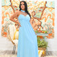 Vintage 70s  Powder Blue Cage Lace Empire Maxi Dress S/M