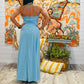 Vintage 70s  Powder Blue Cage Lace Empire Maxi Dress S/M