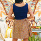 Vintage 70s Corset Calico Floral Hippie Mini Dress M