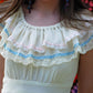 Vintage 70s Cottage Core Tiered Ruffle Empire Maxi Dress M