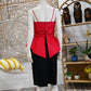 Vintage 80s Ravishing Red Structured Peplum Party Cocktail Dress S