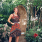 Vintage 70s Floral Bohemian Ethnic Border Print Sundress XXS