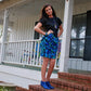 Vintage 80s Tiered Ruffle Floral Peplum Mini Dress M