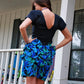 Vintage 80s Tiered Ruffle Floral Peplum Mini Dress M