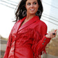 90's Rare Fringe North Beach By Michael Hoban Genuine Leather Coat Dress S