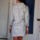 Vintage 60s Silver Metallic Lurex Brocade Mini Shirt Dress XXL