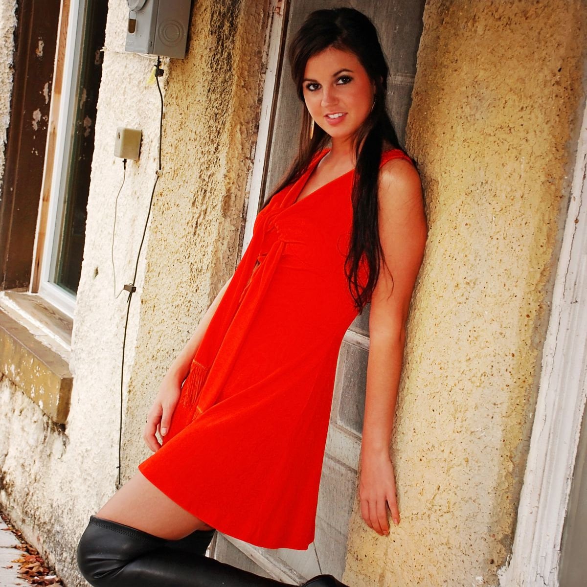 orange fringe mini dress 70's Deep Orange Empire Tie Fringe Mini Dress M – rollwithitvintage