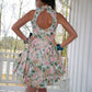 Vintage Dress 1980s High Low Rose Floral Mini M
