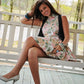 Vintage Dress 1980s High Low Rose Floral Mini M