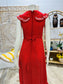 Vintage 70s Dotted Swiss Polka Dot Empire Midi Dress S