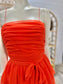 Vintage 70s Ruffle Orange Ruched Miss Elliette Evening Cocktail Dress S