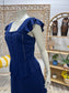 Vintage 70s Flutter Sleeve Sexy Sheer Peplum Navy Mini Dress S