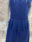 Vintage 70s Flutter Sleeve Sexy Sheer Peplum Navy Mini Dress S