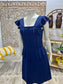 Vintage 70s Flutter Sleeve Sexy Sheer Peplum Navy Mini Dress S